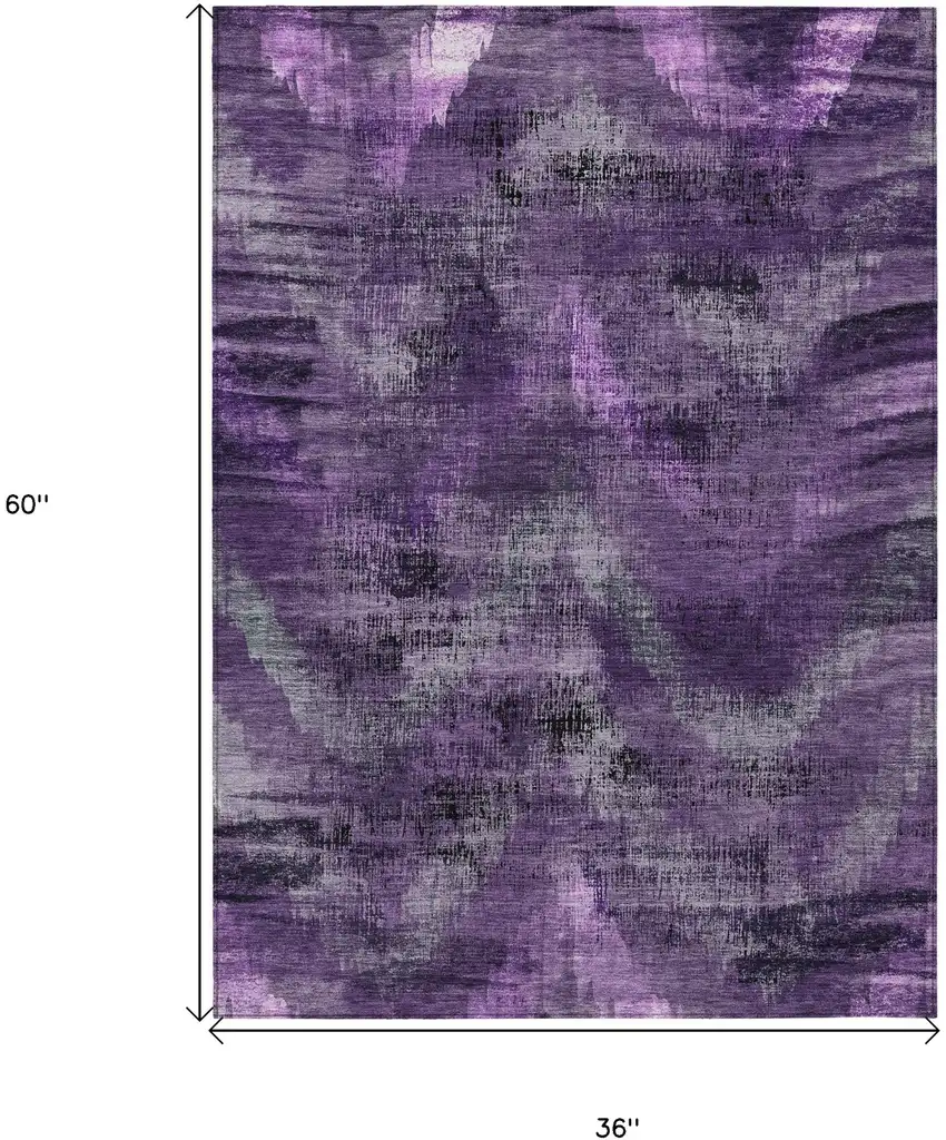Purple Lavender And Gray Abstract Washable Indoor Outdoor Area Rug Photo 7