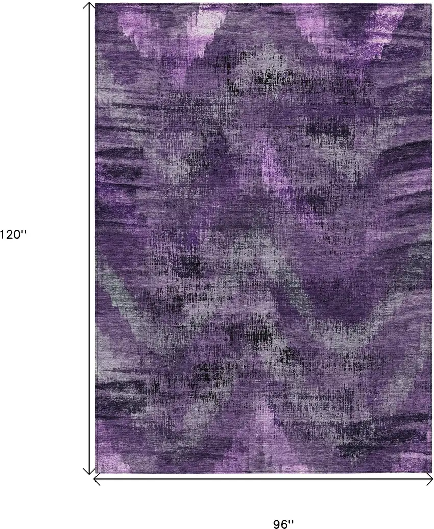 Purple Lavender And Gray Abstract Washable Indoor Outdoor Area Rug Photo 3