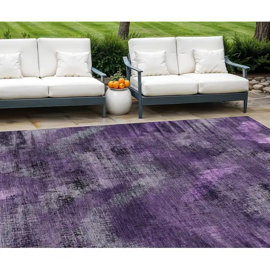 Purple Lavender And Gray Abstract Washable Indoor Outdoor Area Rug Photo 1