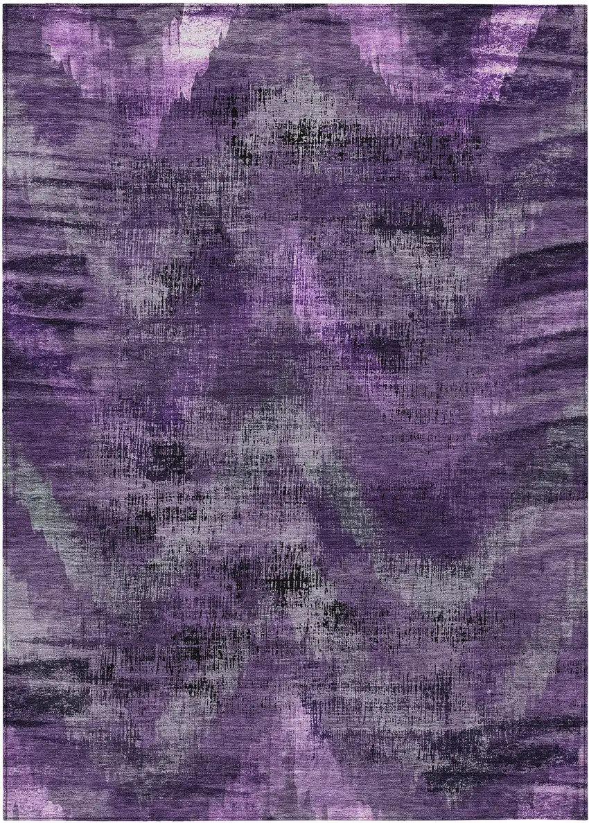 Purple Lavender And Gray Abstract Washable Indoor Outdoor Area Rug Photo 2