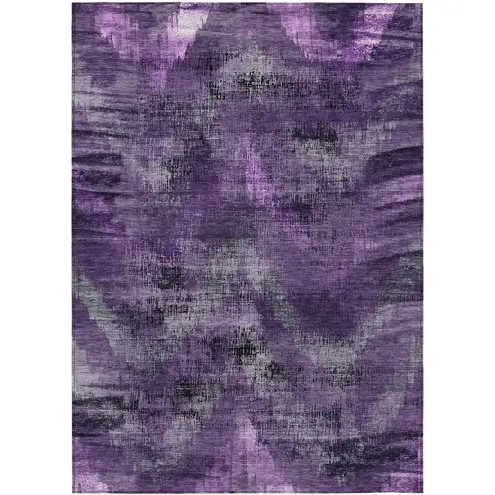 Purple Lavender And Gray Abstract Washable Indoor Outdoor Area Rug Photo 2
