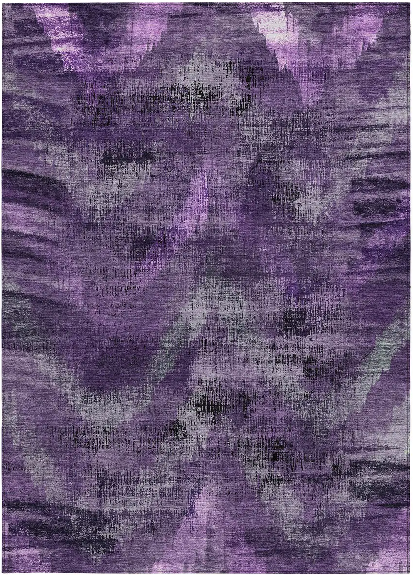 Purple Lavender And Gray Abstract Washable Indoor Outdoor Area Rug Photo 7