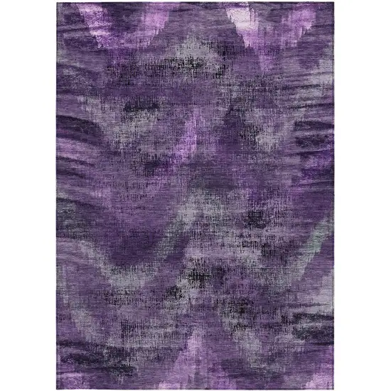 Purple Lavender And Gray Abstract Washable Indoor Outdoor Area Rug Photo 7