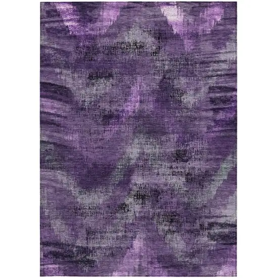 Purple Lavender And Gray Abstract Washable Indoor Outdoor Area Rug Photo 7