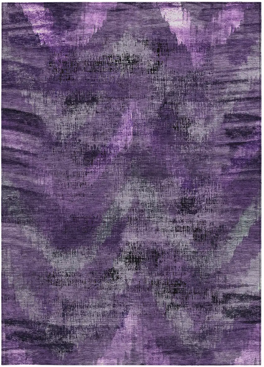 Purple Lavender And Gray Abstract Washable Indoor Outdoor Area Rug Photo 7