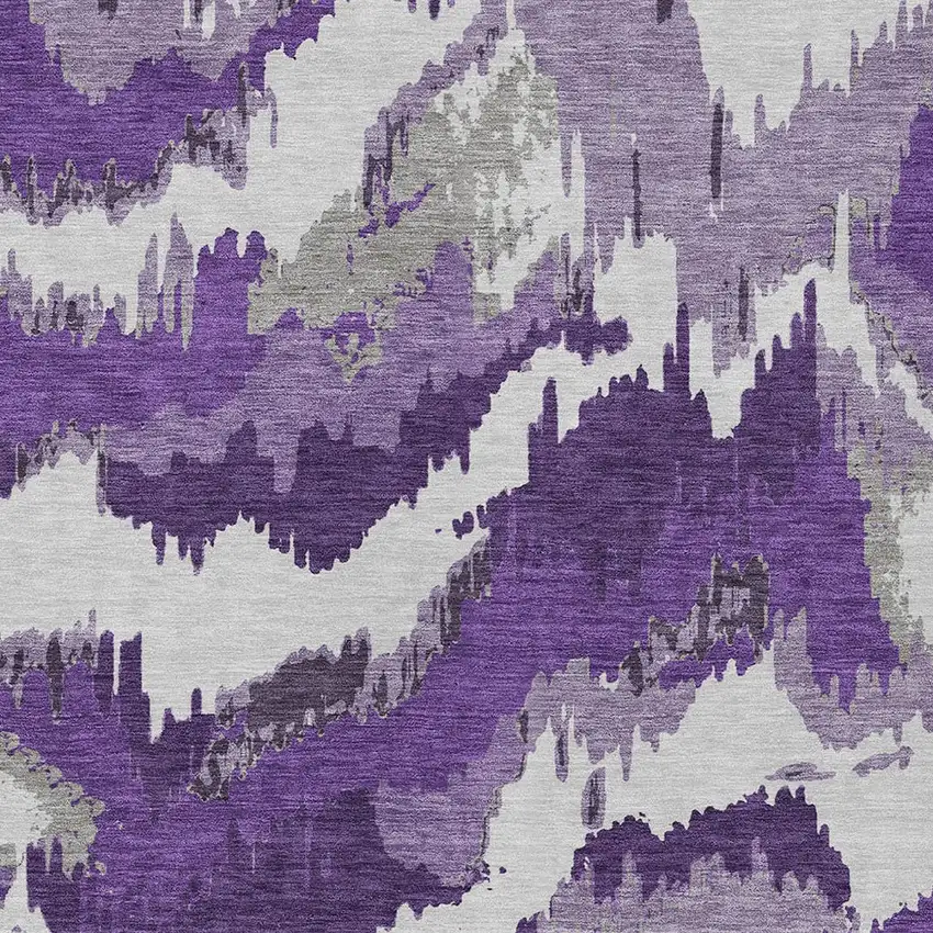 Purple Lavender And Gray Abstract Washable Indoor Outdoor Area Rug Photo 7
