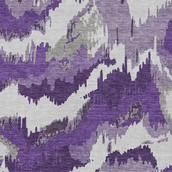 Purple Lavender And Gray Abstract Washable Indoor Outdoor Area Rug Photo 7