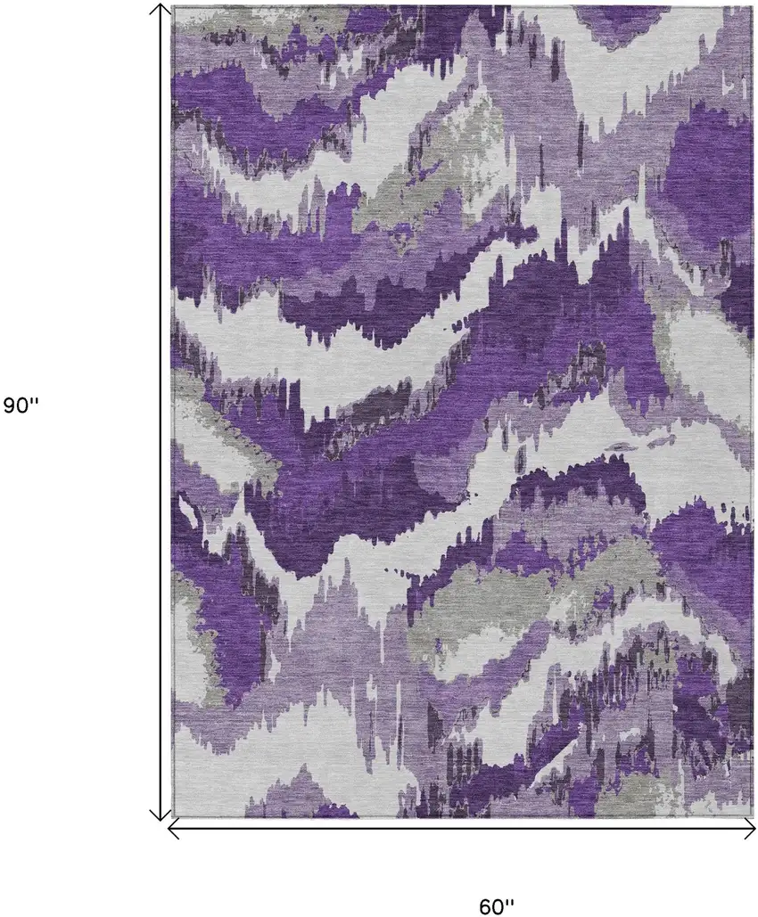Purple Lavender And Gray Abstract Washable Indoor Outdoor Area Rug Photo 3