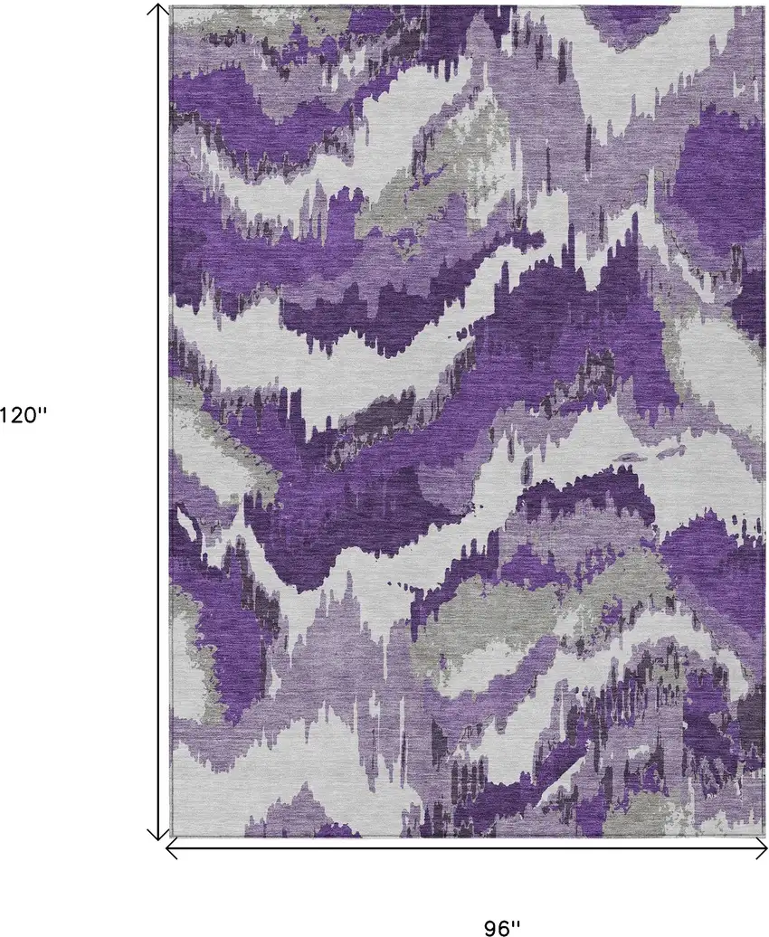Purple Lavender And Gray Abstract Washable Indoor Outdoor Area Rug Photo 3