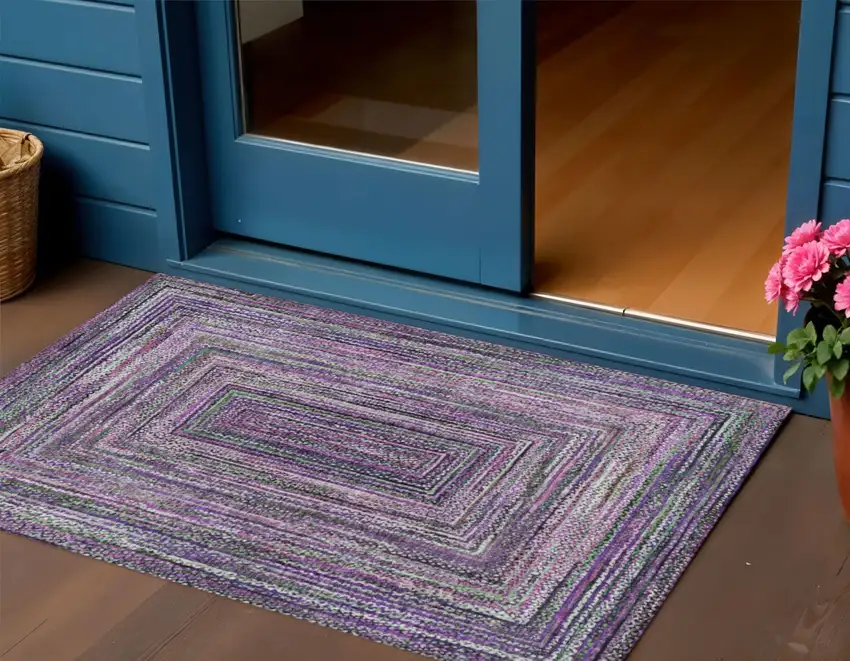 Purple Lavender And Gray Geometric Washable Indoor Outdoor Area Rug Photo 2