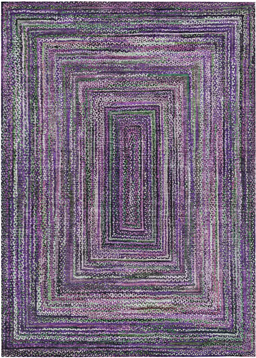 Purple Lavender And Gray Geometric Washable Indoor Outdoor Area Rug Photo 1