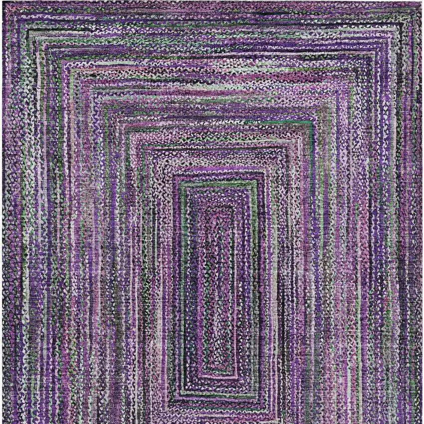 Purple Lavender And Gray Geometric Washable Indoor Outdoor Area Rug Photo 5