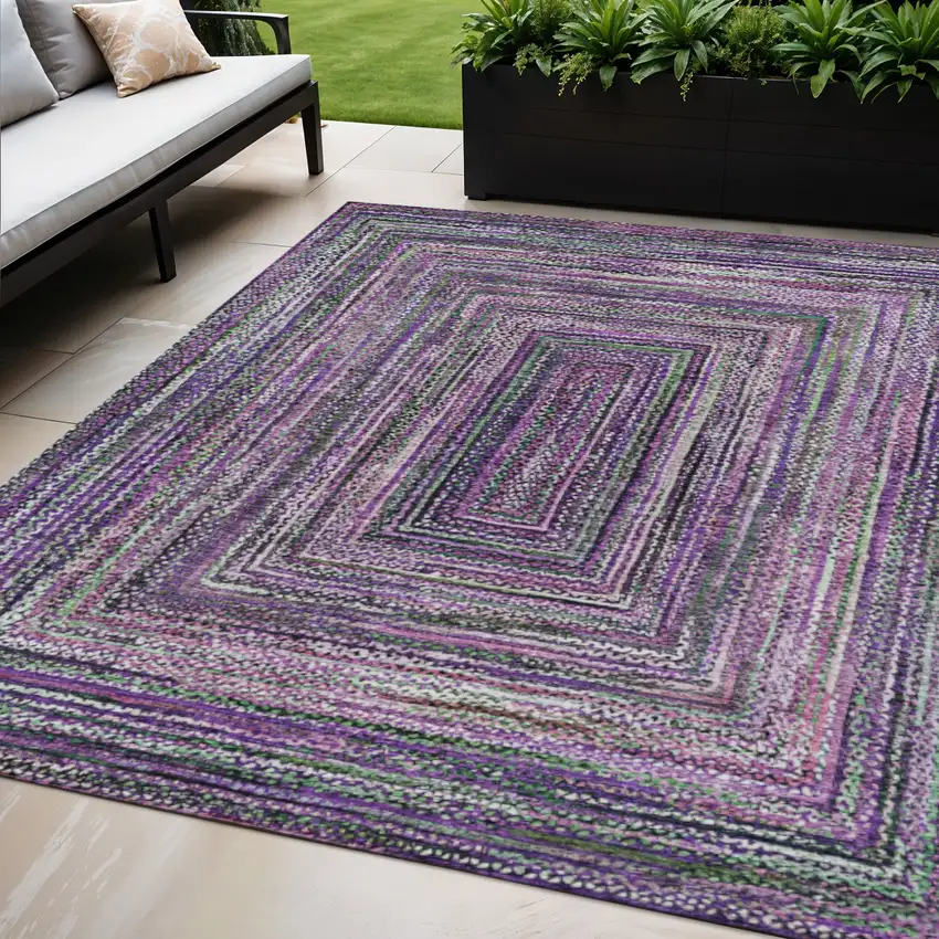 Purple Lavender And Gray Geometric Washable Indoor Outdoor Area Rug Photo 2