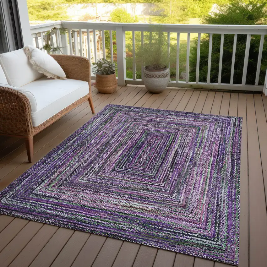 Purple Lavender And Gray Geometric Washable Indoor Outdoor Area Rug Photo 5