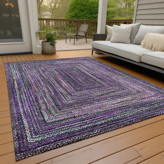 Purple Lavender And Gray Geometric Washable Indoor Outdoor Area Rug Photo 8