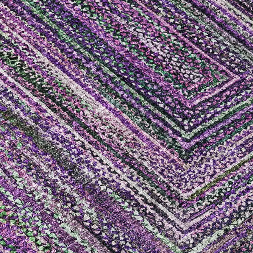 Purple Lavender And Gray Geometric Washable Indoor Outdoor Area Rug Photo 7