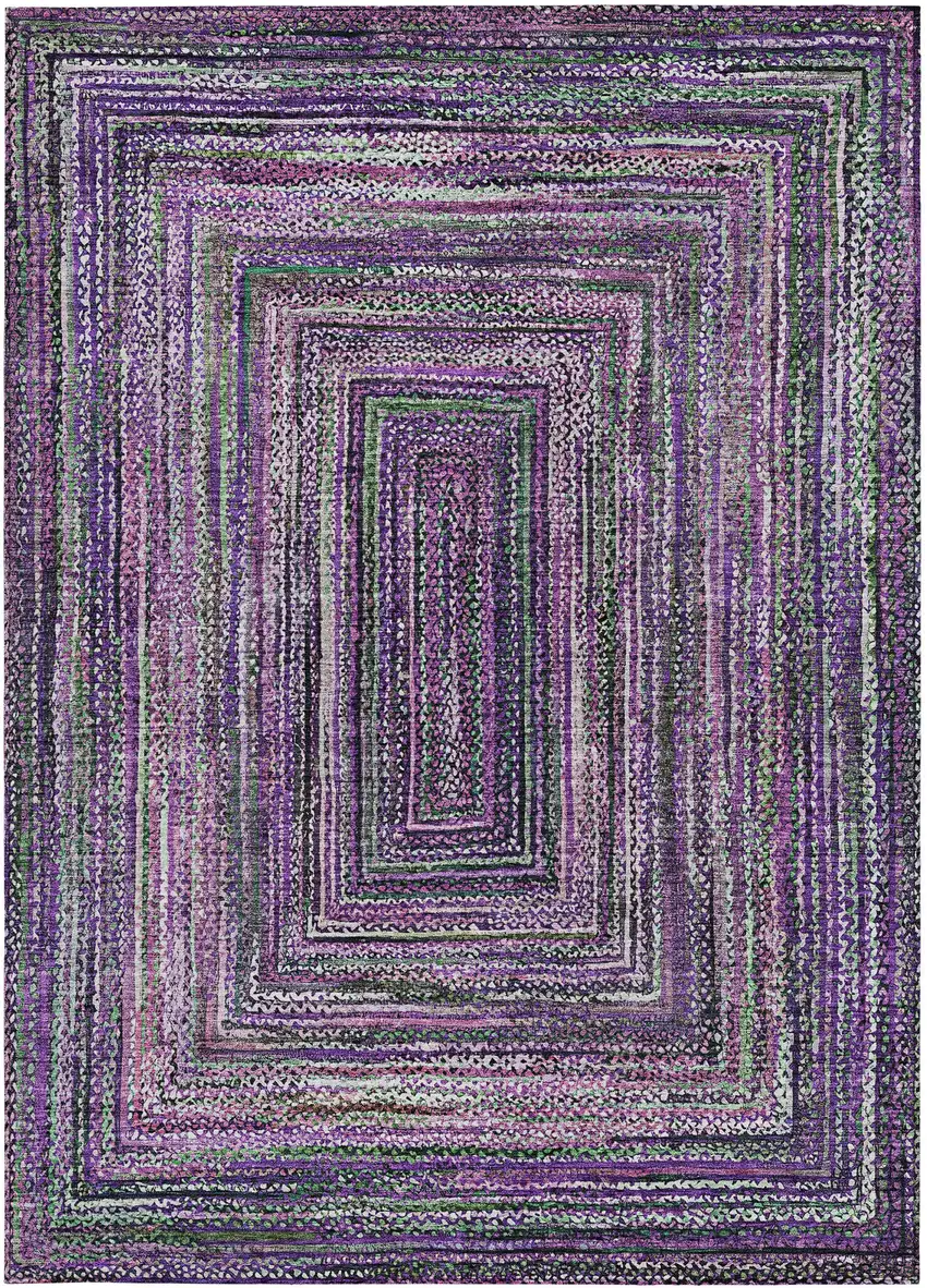 Purple Lavender And Gray Geometric Washable Indoor Outdoor Area Rug Photo 6