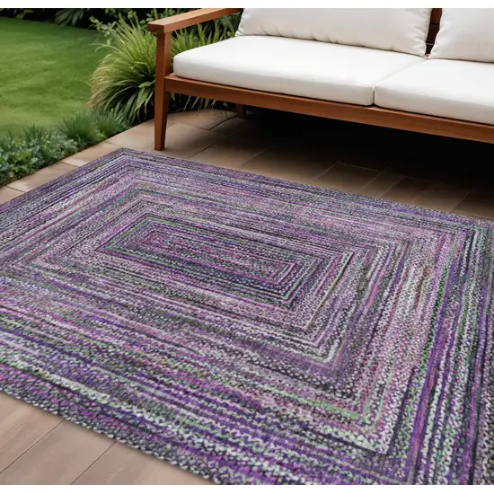 Purple Lavender And Gray Geometric Washable Indoor Outdoor Area Rug Photo 2