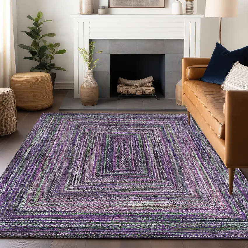 Purple Lavender And Gray Geometric Washable Indoor Outdoor Area Rug Photo 8