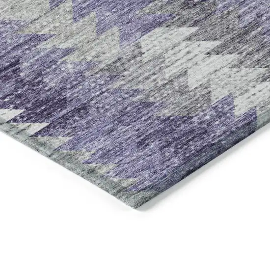 Purple Lavender And Gray Geometric Washable Indoor Outdoor Area Rug Photo 4
