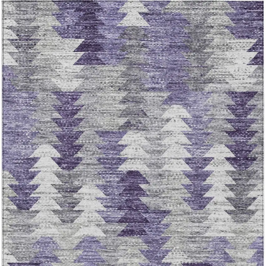 Purple Lavender And Gray Geometric Washable Indoor Outdoor Area Rug Photo 6