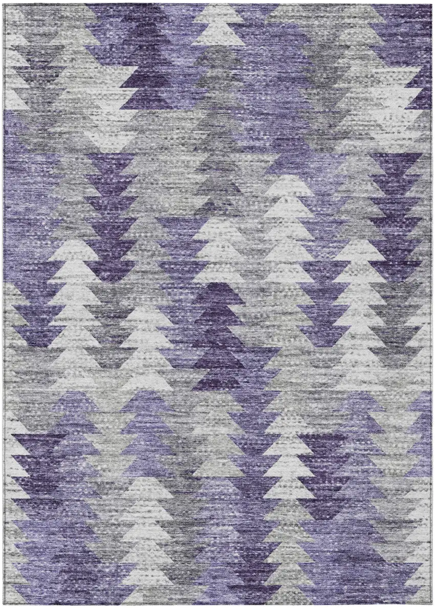 Purple Lavender And Gray Geometric Washable Indoor Outdoor Area Rug Photo 2