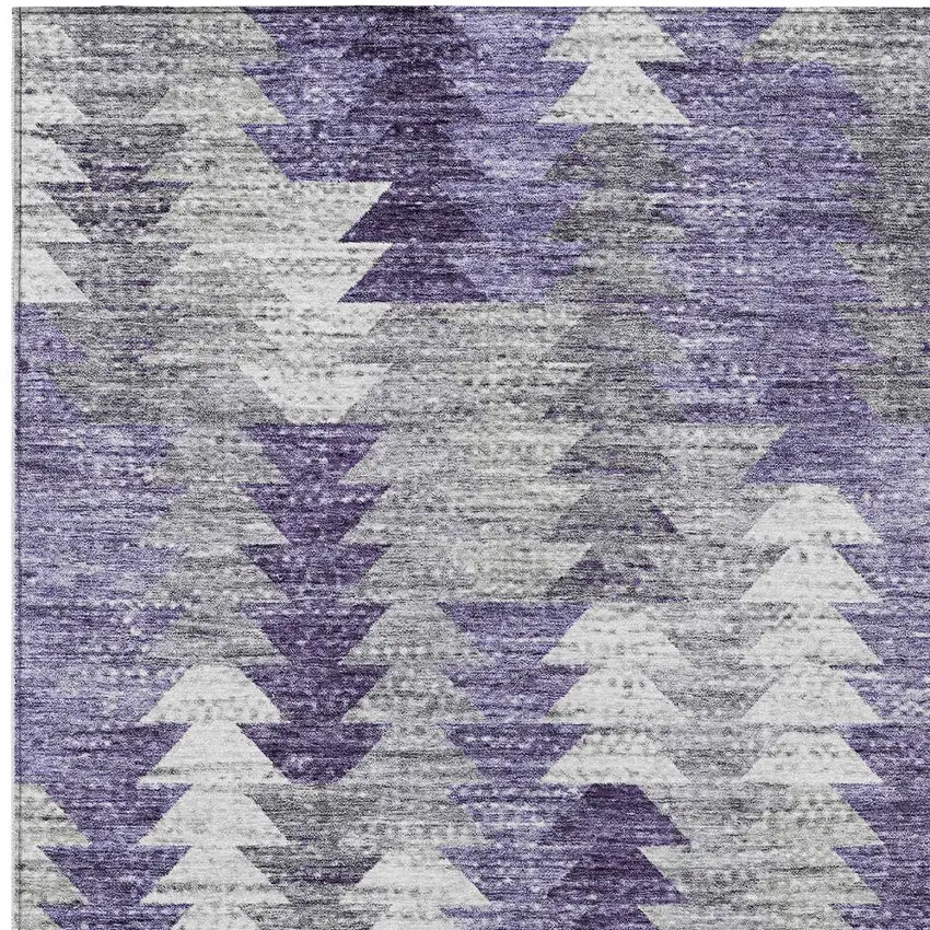 Purple Lavender And Gray Geometric Washable Indoor Outdoor Area Rug Photo 5