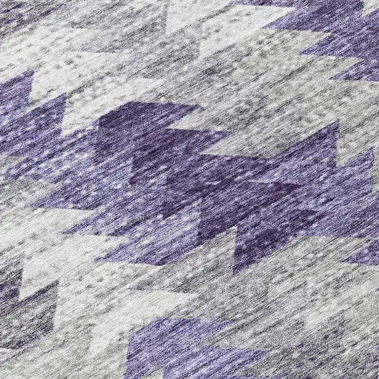 Purple Lavender And Gray Geometric Washable Indoor Outdoor Area Rug Photo 7