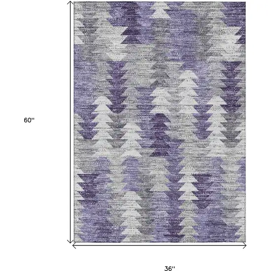Purple Lavender And Gray Geometric Washable Indoor Outdoor Area Rug Photo 3