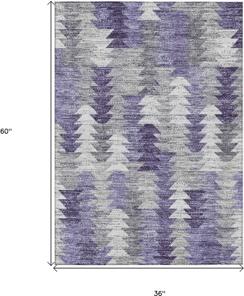 Purple Lavender And Gray Geometric Washable Indoor Outdoor Area Rug Photo 3