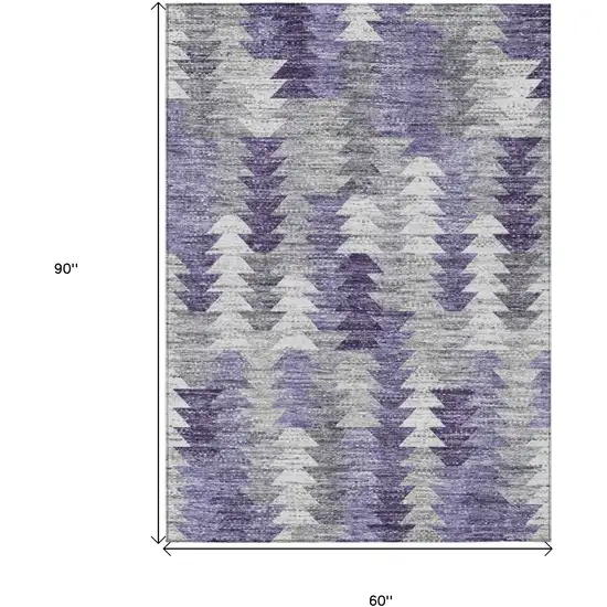 Purple Lavender And Gray Geometric Washable Indoor Outdoor Area Rug Photo 3