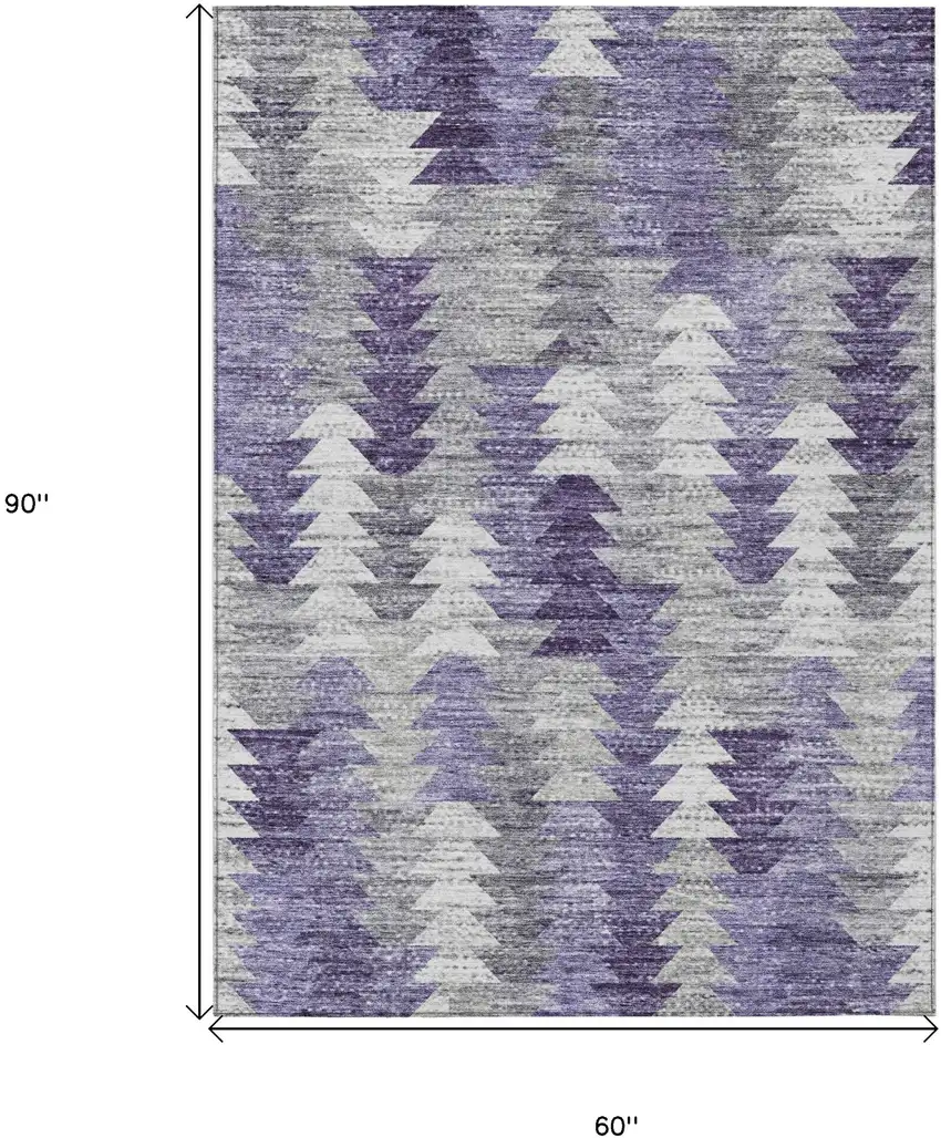 Purple Lavender And Gray Geometric Washable Indoor Outdoor Area Rug Photo 3