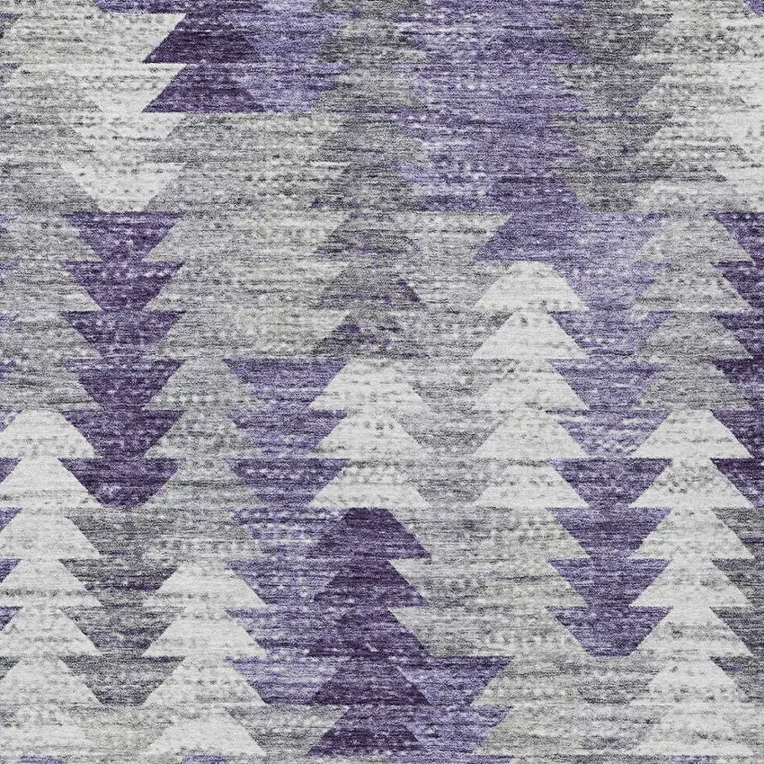 Purple Lavender And Gray Geometric Washable Indoor Outdoor Area Rug Photo 5