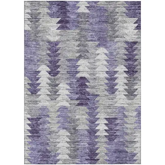 Purple Lavender And Gray Geometric Washable Indoor Outdoor Area Rug Photo 1