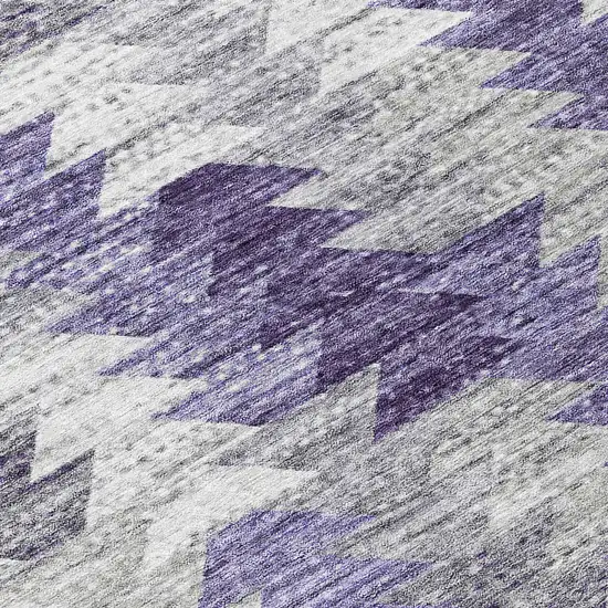 Purple Lavender And Gray Geometric Washable Indoor Outdoor Area Rug Photo 9
