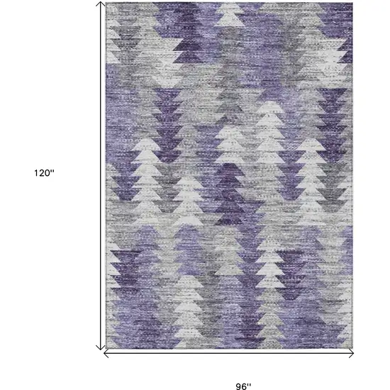 Purple Lavender And Gray Geometric Washable Indoor Outdoor Area Rug Photo 3