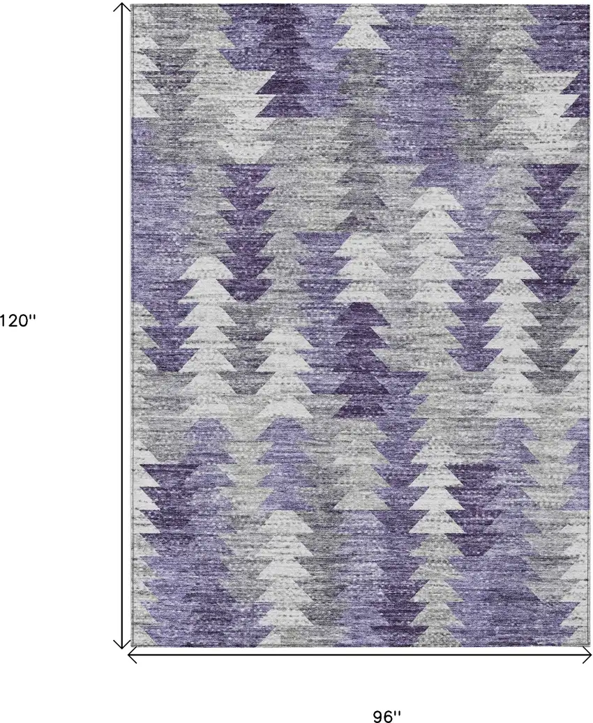 Purple Lavender And Gray Geometric Washable Indoor Outdoor Area Rug Photo 3
