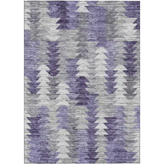 Purple Lavender And Gray Geometric Washable Indoor Outdoor Area Rug Photo 1