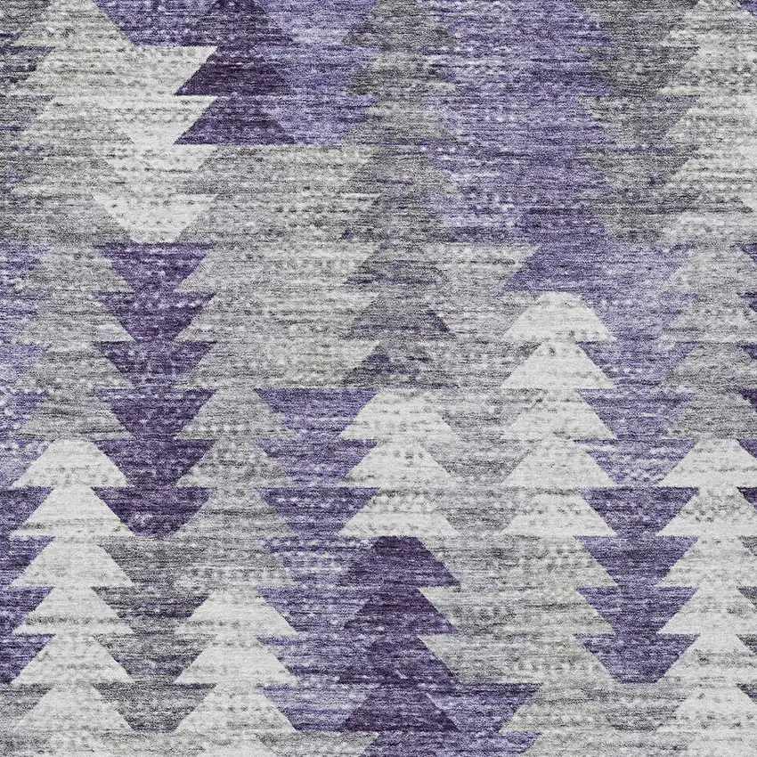 Purple Lavender And Gray Geometric Washable Indoor Outdoor Area Rug Photo 4