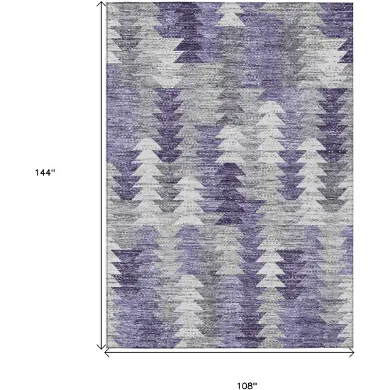 Purple Lavender And Gray Geometric Washable Indoor Outdoor Area Rug Photo 3