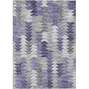 Photo of Purple Lavender And Gray Geometric Washable Indoor Outdoor Area Rug