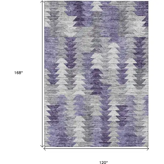 Purple Lavender And Gray Geometric Washable Indoor Outdoor Area Rug Photo 3