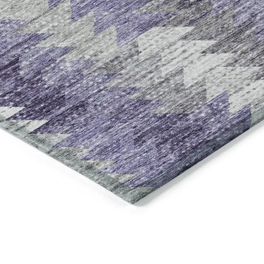 Purple Lavender And Gray Geometric Washable Indoor Outdoor Area Rug Photo 3
