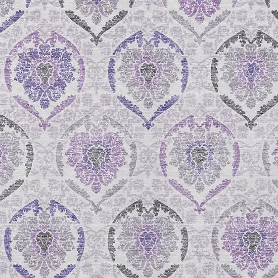 Purple Lavender And Gray Medallion Washable Indoor Outdoor Area Rug Photo 5