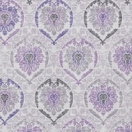 Purple Lavender And Gray Medallion Washable Indoor Outdoor Area Rug Photo 5