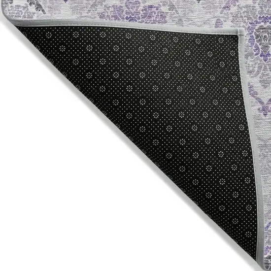 Purple Lavender And Gray Medallion Washable Indoor Outdoor Area Rug Photo 4