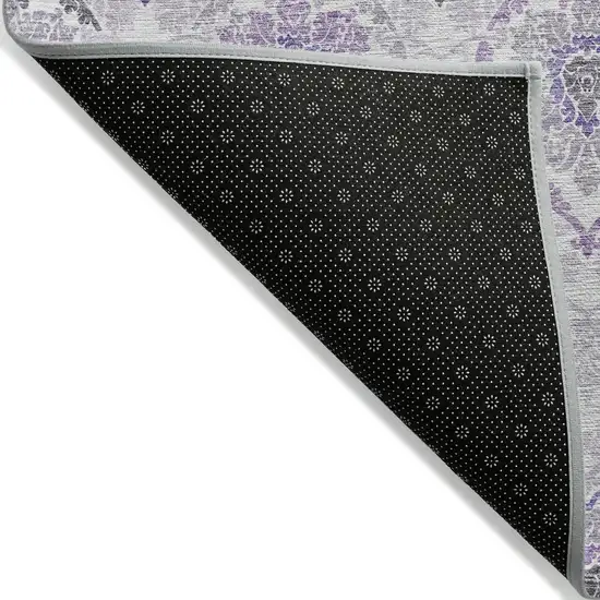Purple Lavender And Gray Medallion Washable Indoor Outdoor Area Rug Photo 4