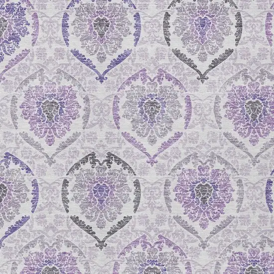 Purple Lavender And Gray Medallion Washable Indoor Outdoor Area Rug Photo 5