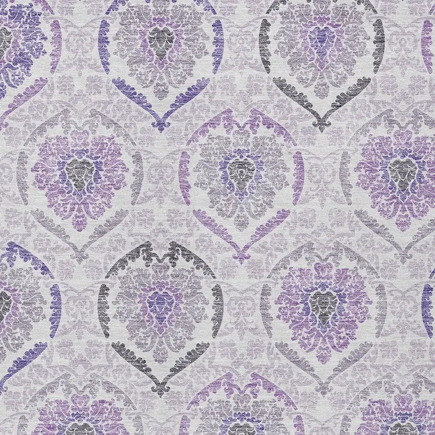 Purple Lavender And Gray Medallion Washable Indoor Outdoor Area Rug Photo 5