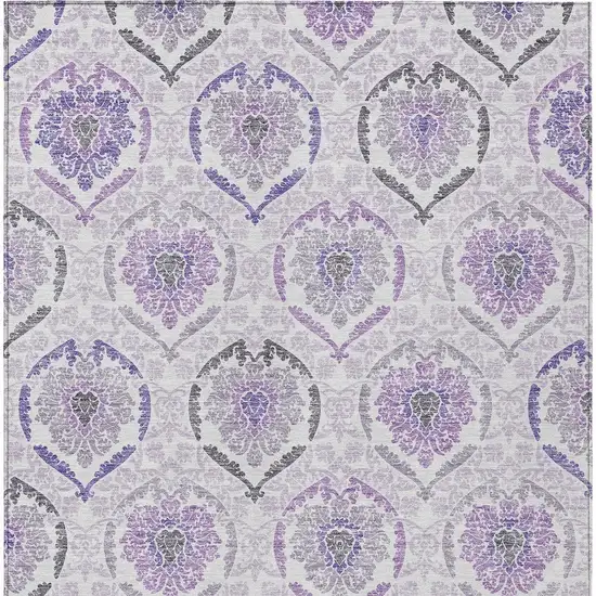 Purple Lavender And Gray Medallion Washable Indoor Outdoor Area Rug Photo 6
